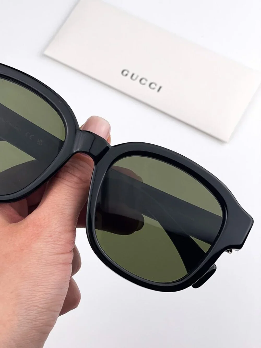GUCCI GG1140SK 002 BLACK GREEN SQUARE UNISEX SUNGLASSES